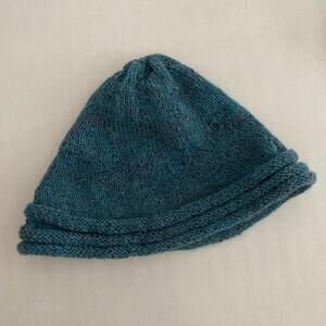 Slouchy knit blue beanie toque, handmade knitted winter cap hat! New skullcap